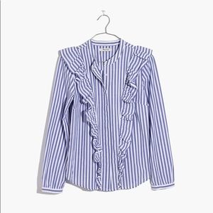Madewell Striped Ruffle Front Blouse